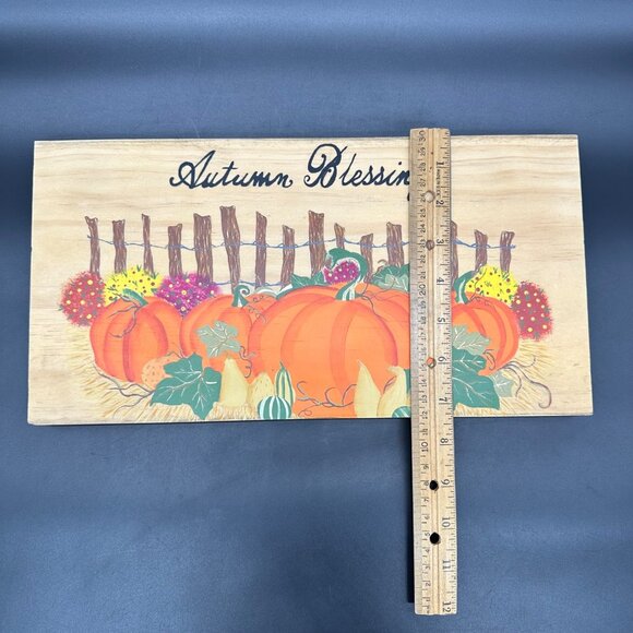 Autumn Decor Hand Painted Wooden Sign Autumn Blessings With Pumpkins Mums Fall - Picture 8 of 8